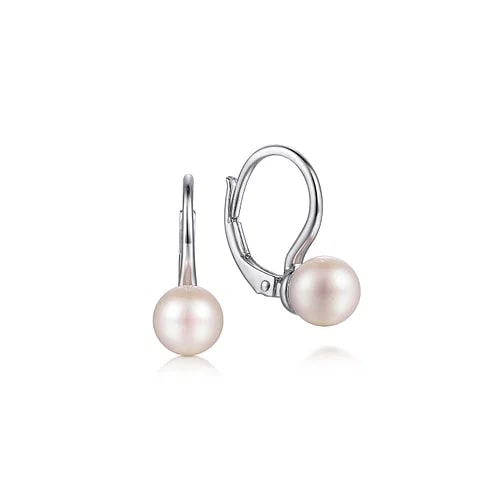Gabriel & Co. Sterling Silver Pearl Leverback Earrings