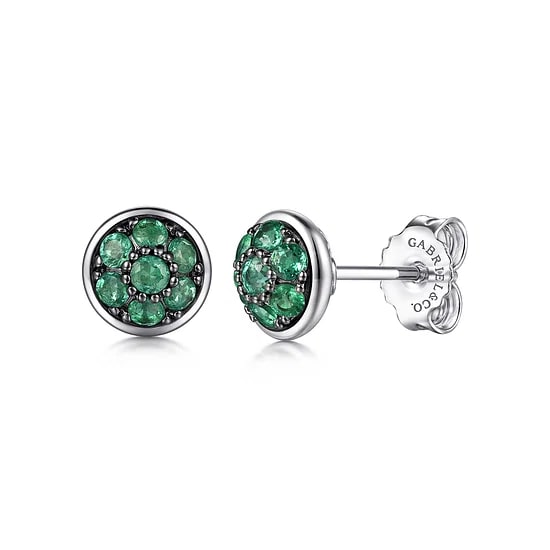 Gabriel & Co. Sterling Silver Emerald Cluster Stud Earrings