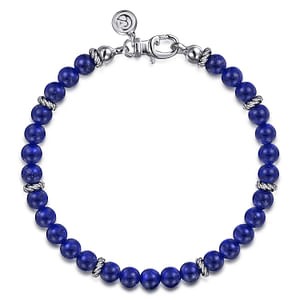 Gabriel & Co. Sterling Silver Lapis Beaded Bracelet (6mm, 8")
