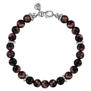 Gabriel & Co. Sterling Silver Tiger's Eye Beaded Bracelet (8mm, 8.5")