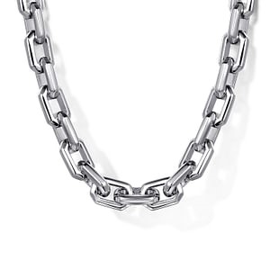 Gabriel & Co. Sterling Silver Faceted Open Link Chain Necklace (22")