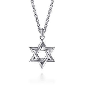 SS CONTEMP STAR OF DAVID PEND ON CHAIN 22"