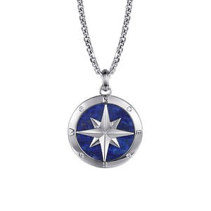 Gabriel & Co. Sterling Silver Lapis Compass Pendant Necklace (22")