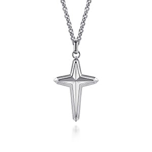 Gabriel & Co. Sterling Silver Contemporary Cross Pendant Necklace (22")