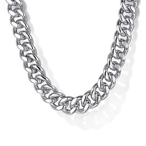 Gabriel & Co. Sterling Silver 7mm Diamond Cut Cuban Link Chain Necklace (22")