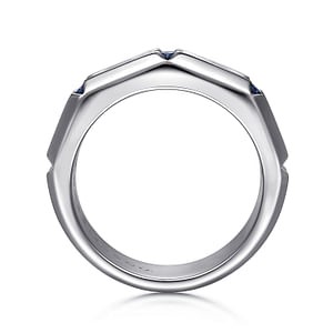 Gabriel & Co. Sterling Silver Princess Cut Blue Sapphire 3-Stone Ring - Size 10
