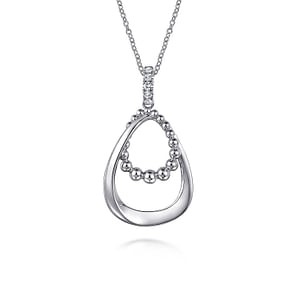 Gabriel & Co. Sterling Silver White Sapphire Beaded Bypass Drop Necklace (17.5")