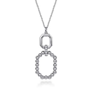 Gabriel & Co. Sterling Silver White Sapphire Octagon Double Drop Necklace (17.5")