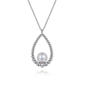 Gabriel & Co. Sterling Silver Pearl Beaded Teardrop Necklace (17.5")