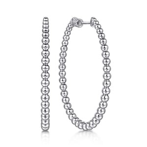 Gabriel & Co. Sterling Silver Oval Graduated Beaded XL Hoop Earrings (50mm)