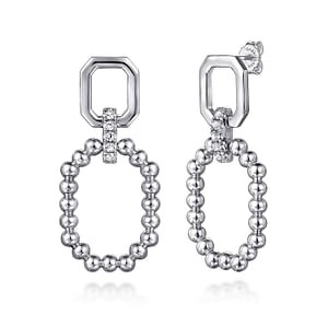 Gabriel & Co. Sterling Silver White Sapphire Octagon Double Drop Earrings