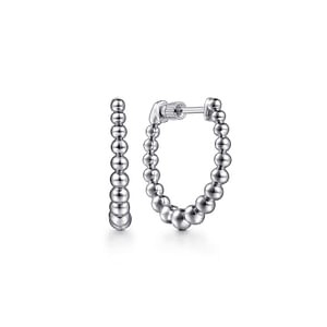 Gabriel & Co. Sterling Silver Oval Graduated Beaded Small Hoop Earrings (20mm)