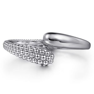 Gabriel & Co. Sterling Silver Beaded Bypass Hinged Cuff Bangle Bracelet