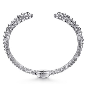 Sterling Silver Beaded Split Hinged Cuff Bangle Bracelet