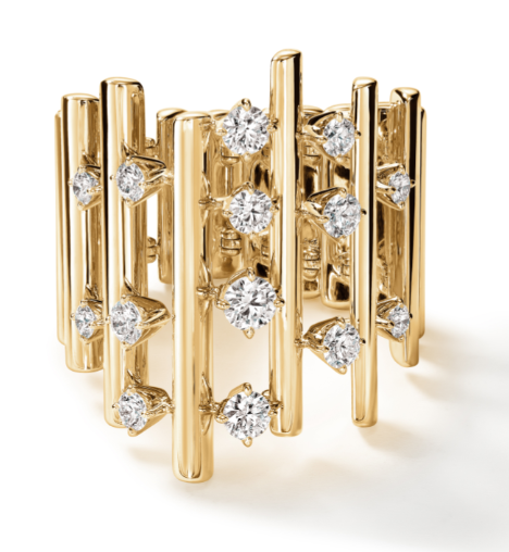 Hearts on Fire Barre 0.70ctw Diamond Multi Row Ring in 18K Yellow Gold - Size 6.5