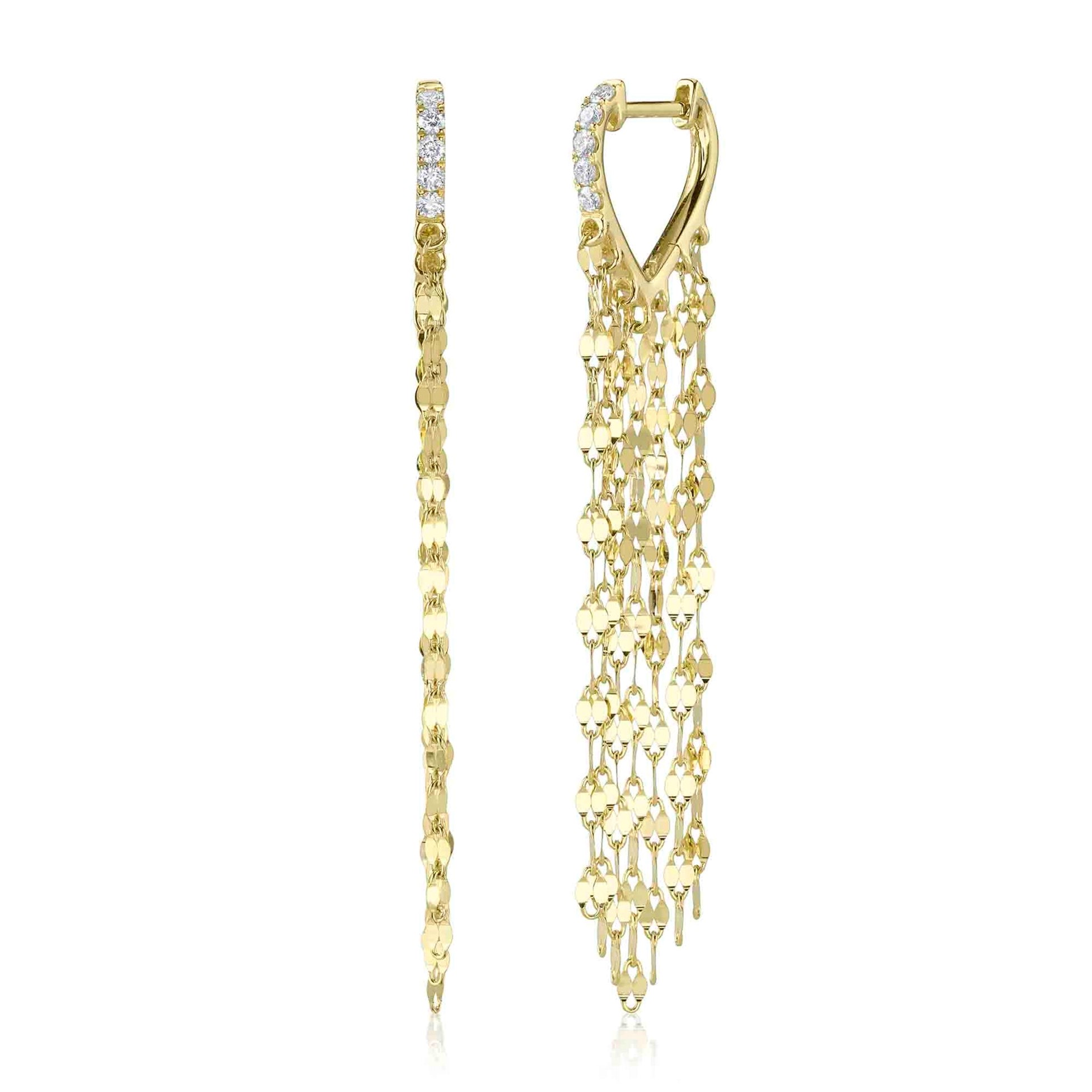 Shy Creation 14K Yellow Gold Mini Valentine Fringe Earrings