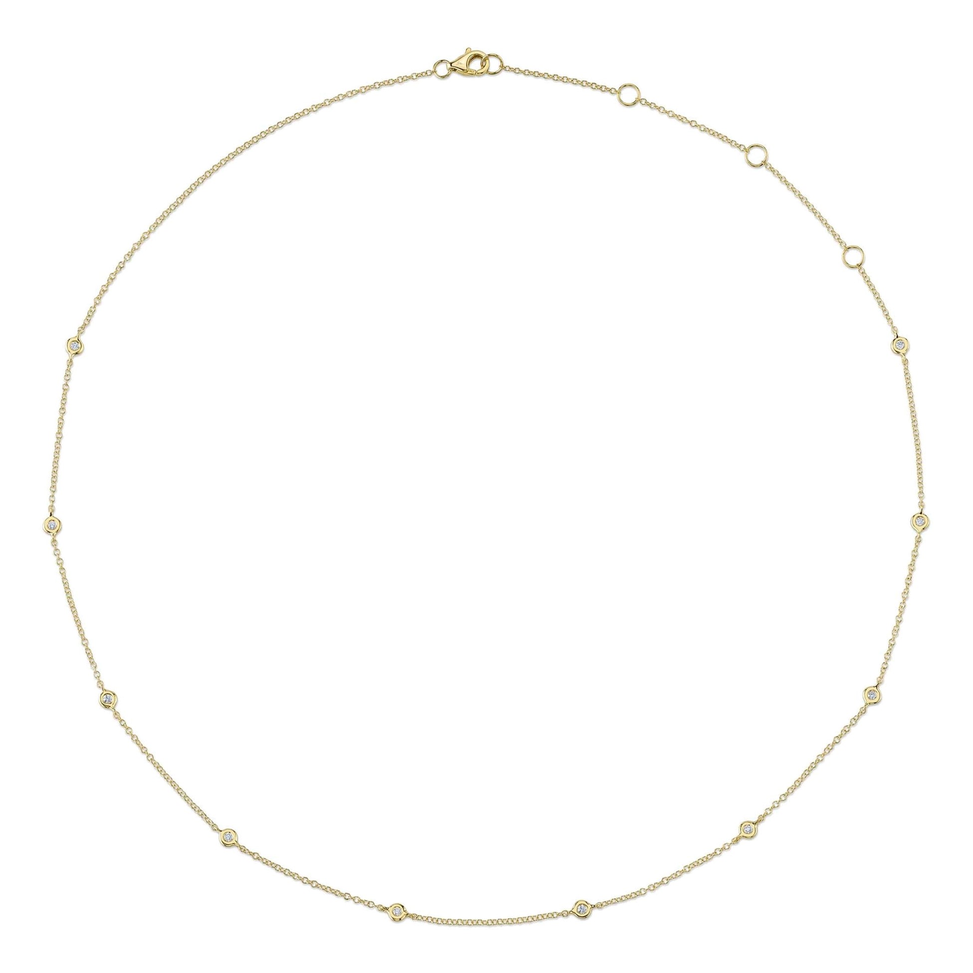 Shy Creation 14K Yellow Gold Diamond Bezel 10-Station Necklace (18")