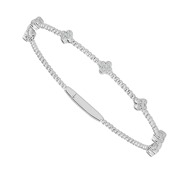14K White Gold & Titanium Diamond 7-Station Flex Bangle Bracelet