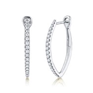 Shy Creation 14K White Gold Diamond V Large Hoop Earrings