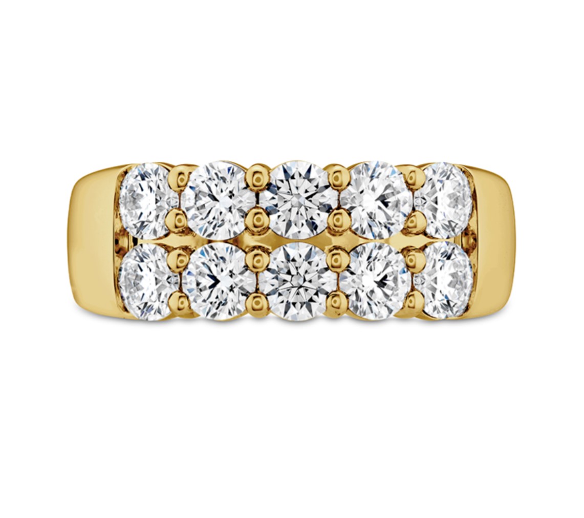 Hearts on Fire Signature 1.62ctw Diamond 10-Stone 2-Row Ring in 18K Yellow Gold