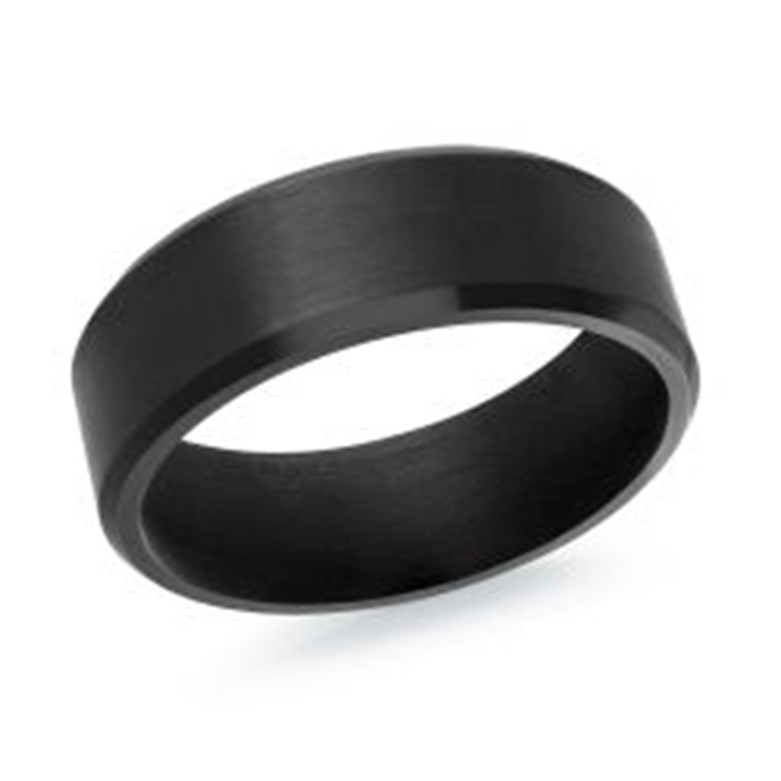 7MM BLACK TANTALUM SATIN FINISH POLISH EDGE BAND SZ 9.5