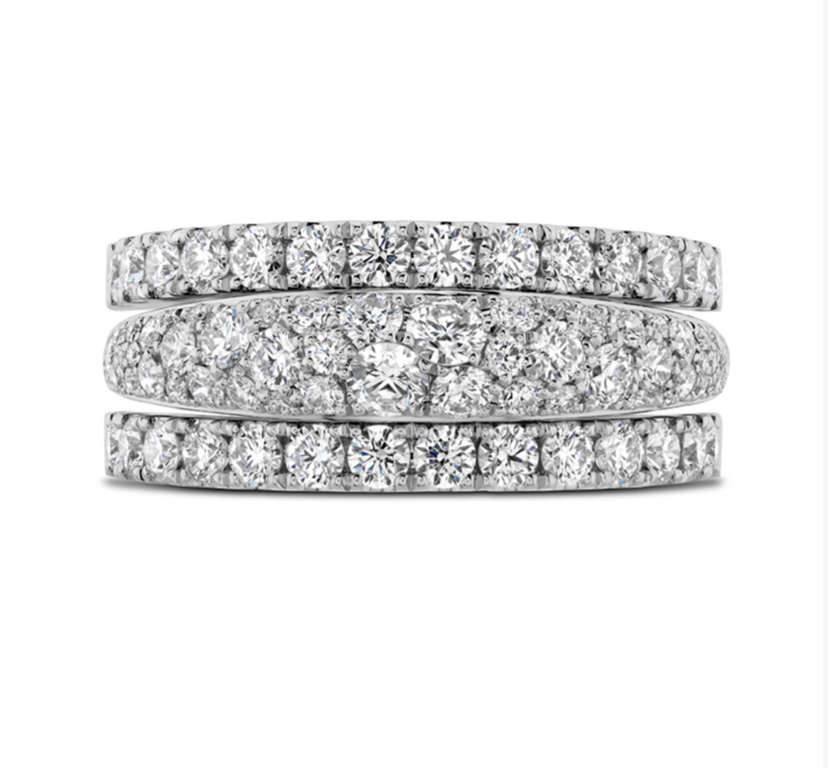 Hearts on Fire Grace 1.74ctw Diamond Triple Row Domed Ring in 18K White Gold