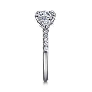 Gabriel & Co. 14K White Gold Diamond Pear Lotus Pave Ring (CZ Center)