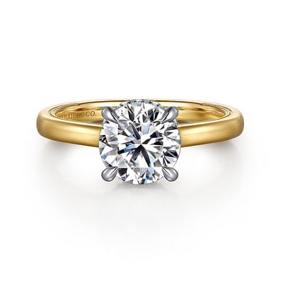Gabriel & Co. 14K Yellow Gold Diamond Hidden Halo Solitaire Ring (CZ Center)