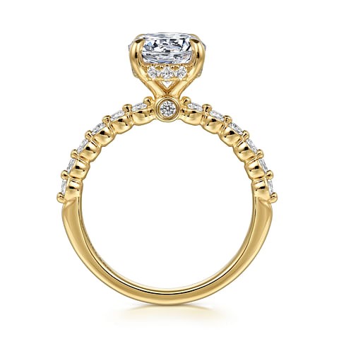 Gabriel & Co. 14K Yellow Gold Diamond Hidden Halo Shared Prong Ring (CZ Center)