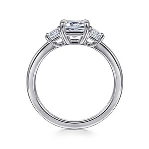 Gabriel & Co. 14K White Gold Diamond Emerald 3-Stone Ring (Emerald CZ Center)