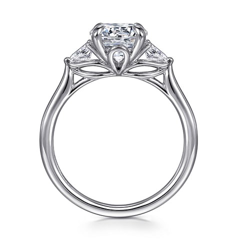 Gabriel & Co. 14K White Gold Diamond Pear Lotus 3-Stone Ring (CZ Center)