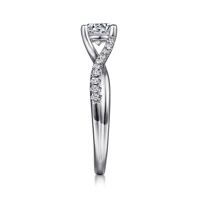 Gabriel & Co. 14K White Gold Diamond Cathedral Twist 4-Prong Ring (CZ Center)