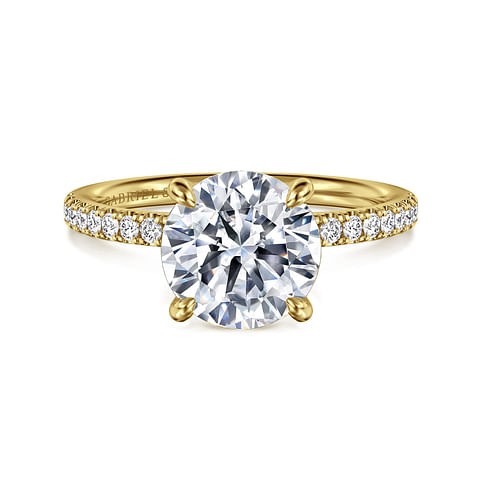 Gabriel & Co. 14K Yellow Gold Diamond Round Semi-Mount Ring (CZ Center)