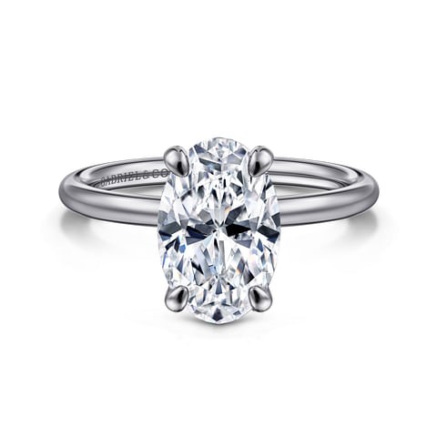 Gabriel & Co. 14K White Gold Oval Solitaire Semi-Mount Ring (CZ Center)