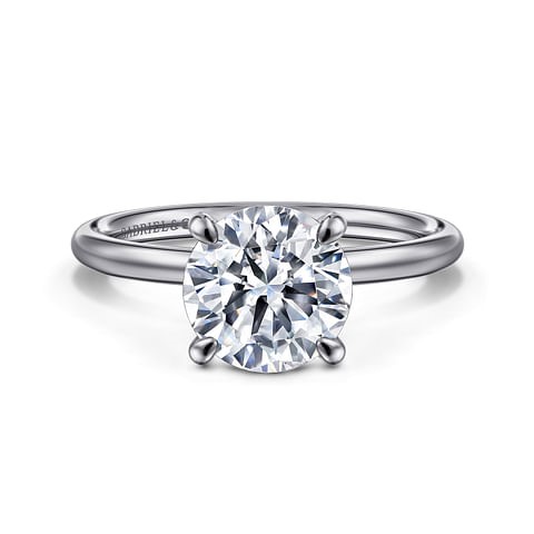 Gabriel & Co. 14K White Gold Round Solitaire Semi-Mount Ring (CZ Center)