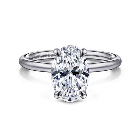 14KW OVAL SOLITAIRE SEMI CZ CTR