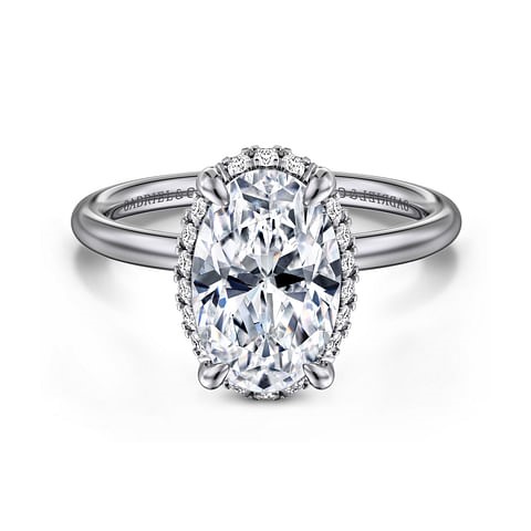 Gabriel & Co. 14K White Gold Diamond Oval Under Halo Semi-Mount Ring (CZ Center)