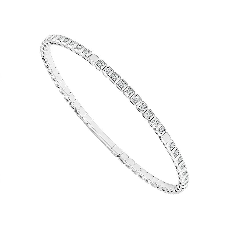 1.50ctw Diamond Tennis Style Titanium Flex Bangle Bracelet in 14K White Gold