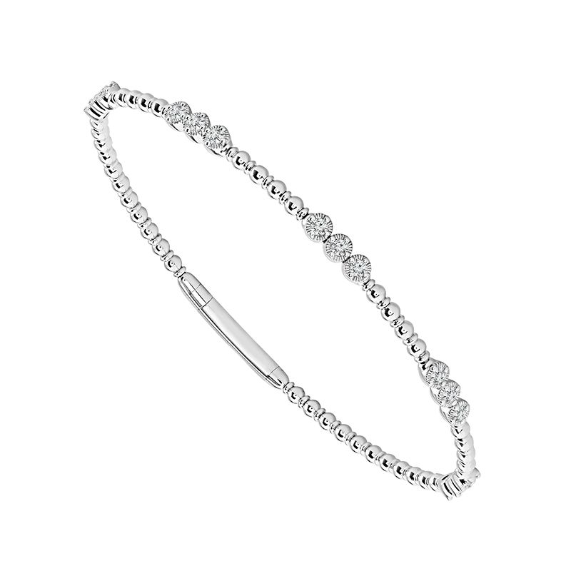 14KW .50CTW DIA 5 STN BEADED TITN FLEX BANGLE BRAC