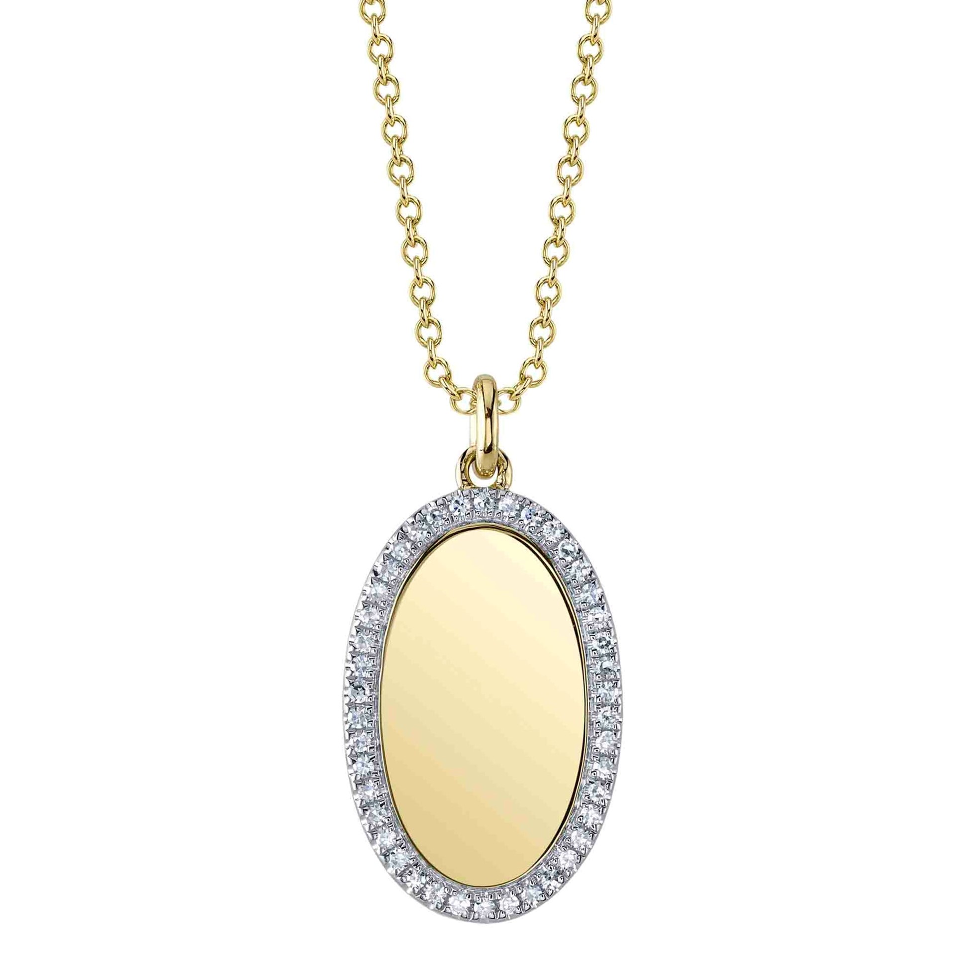 Shy Creation 14K Yellow Gold Diamond Halo Oval Pendant