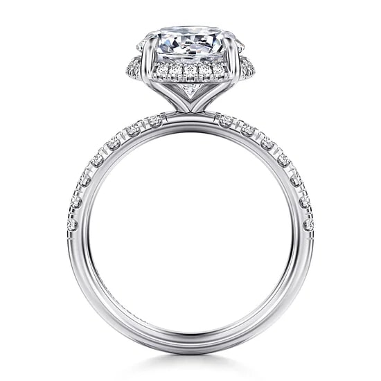 Gabriel & Co. 14K White Gold Diamond Hidden Halo Semi-Mount Ring (Round CZ Center)