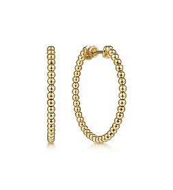 14KY 30MM BEAD MED HOOP EARR