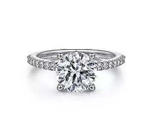 Gabriel & Co. 14K White Gold Diamond Semi-Mount Ring (CZ Center)