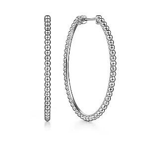 Gabriel & Co. Sterling Silver Oval Beaded Large Hoop Earrings