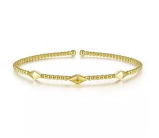 14KY 3 STATION PYRMD BEAD FLEX CUFF BRAC