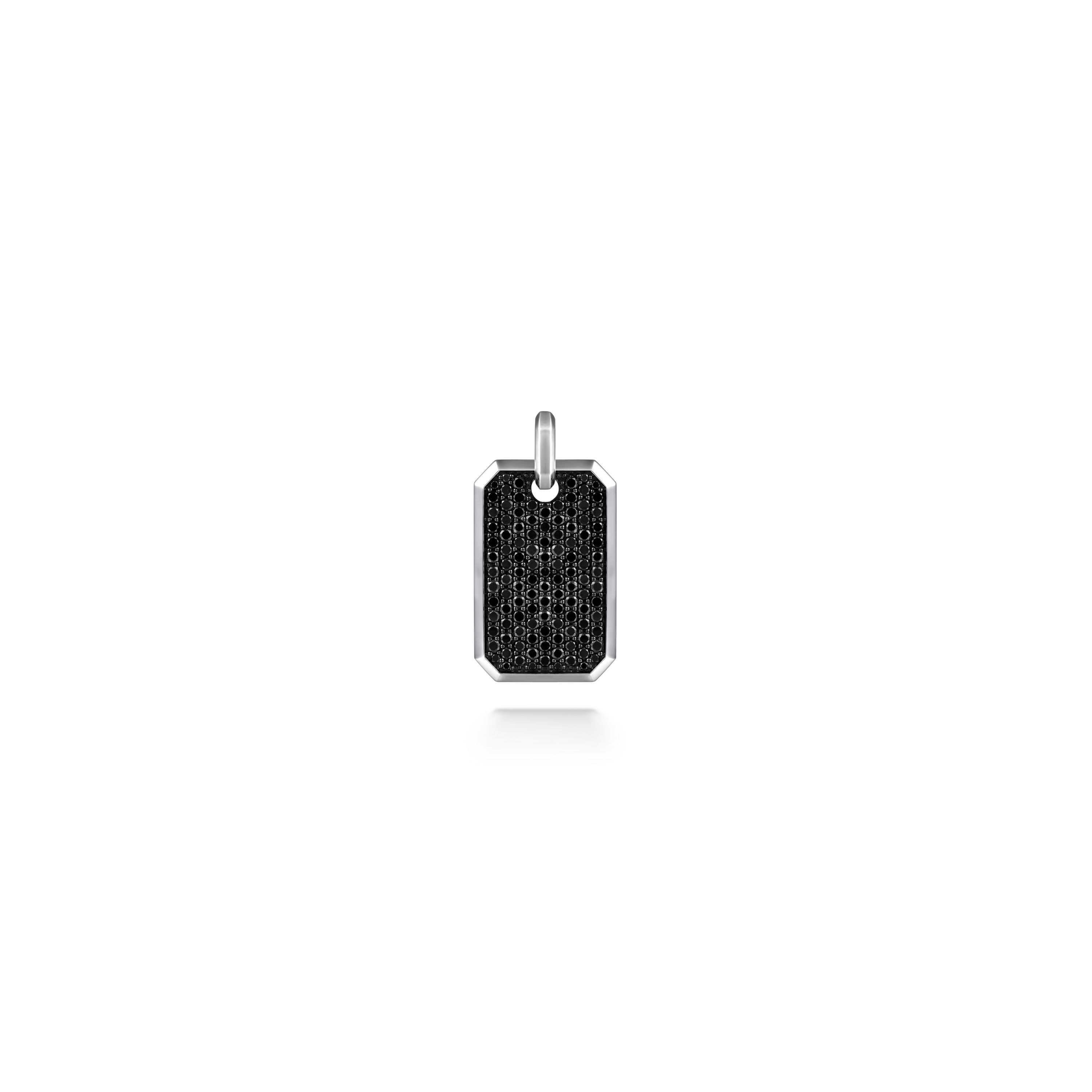 SS 3.99CTW BLK SPINEL BEZEL EDGE DOG TAG PEND
