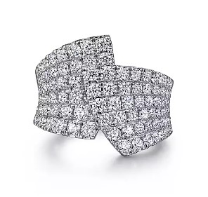 14K White Gold Diamond Pave Die Wrap Fashion Ring - Size 6.5