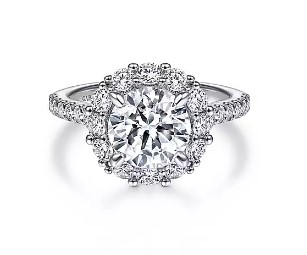 14KW 1.04CTW DIA SHARED PRONG HALO SEMI CZ CTR