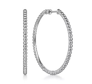 SS 50MM BEAD LARGE  HOOP EARR