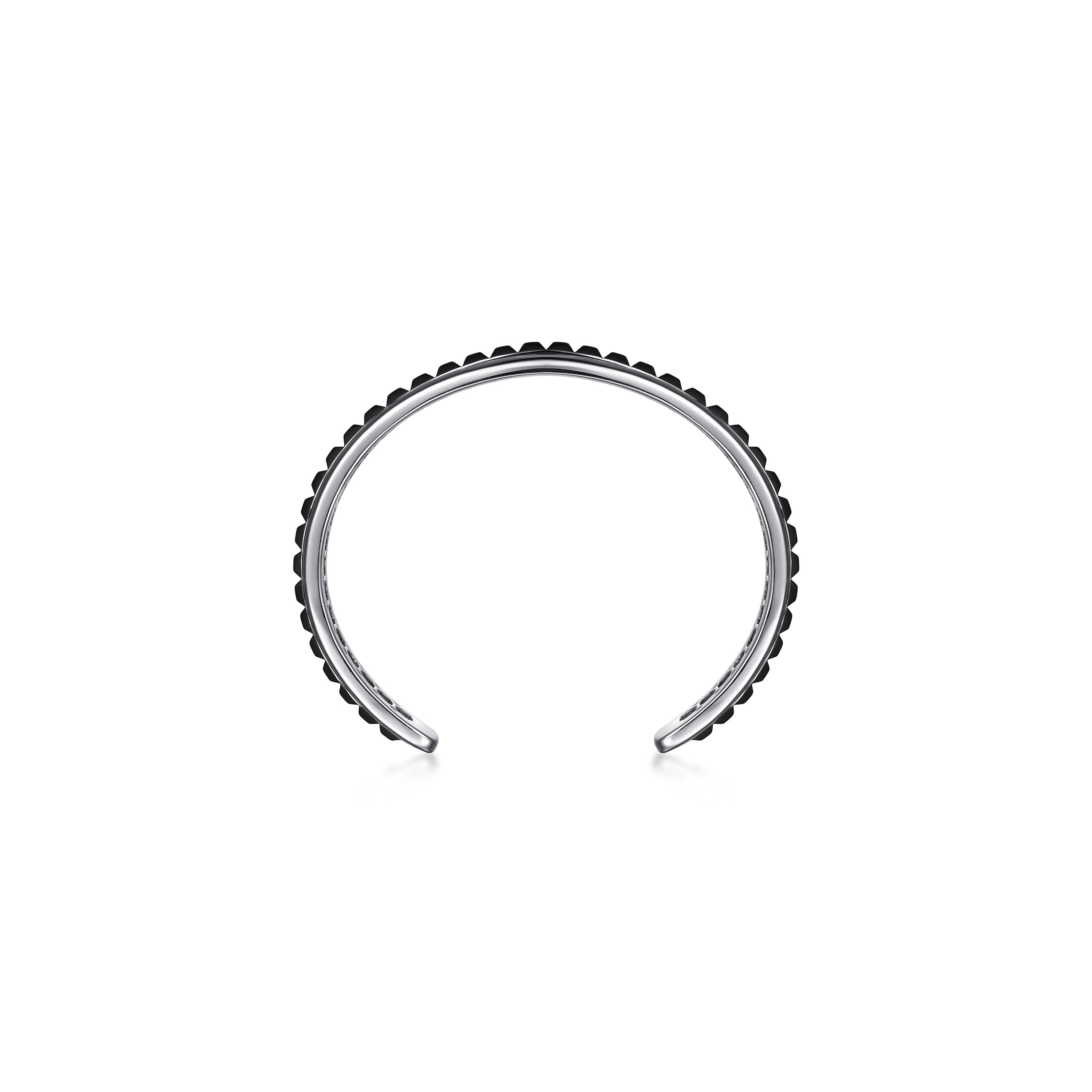 Gabriel & Co. Sterling Silver Black Grommet Inlay Cuff Men's Bangle Bracelet - Size 7.25